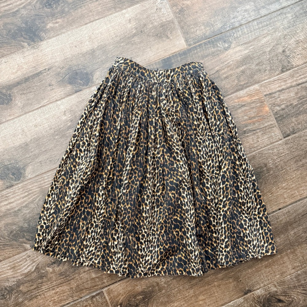 Vixen by Micheline Pitt Womens Retro Pinup Leopard Swing Skirt,Brown, S